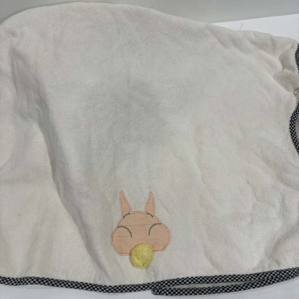 MacKenzie-Childs Kids Cotton Tail Hooded Poncho White Terry Bunny Bath Towel